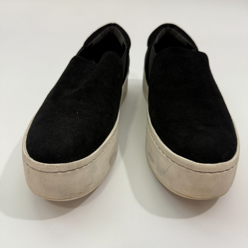 Vince Black Suede Leather Casual Slip On Platform Sneakers Sz 5M / 35 - Picture 3 of 12